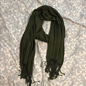 Olive Green Tassel Wrap Scarf